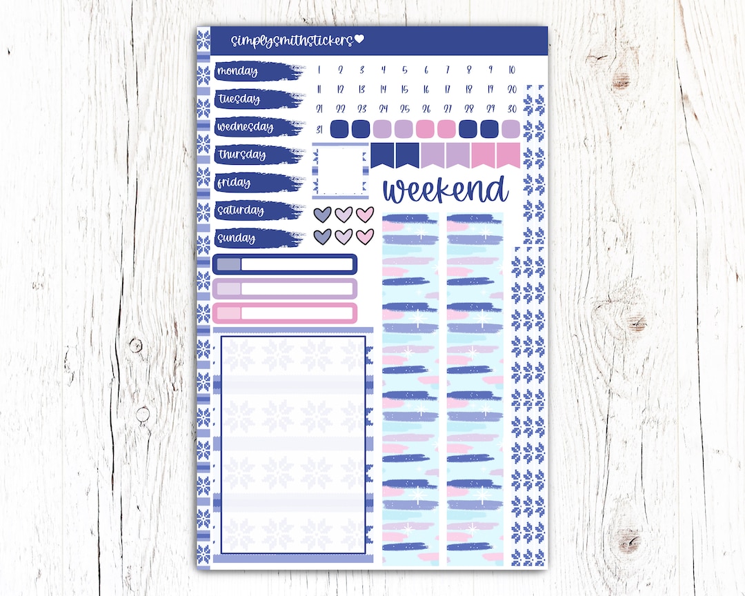 A5 Compact Vertical Mini Kit | SNOW DAY | Planner Sticker Kit | A5 ...