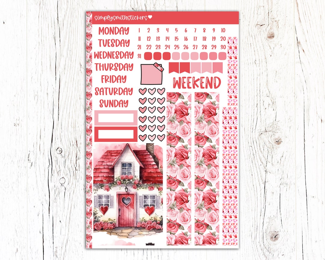 A5 Compact Vertical Mini Kit | VALENTINE'S DAY | Planner Sticker Kit - Etsy