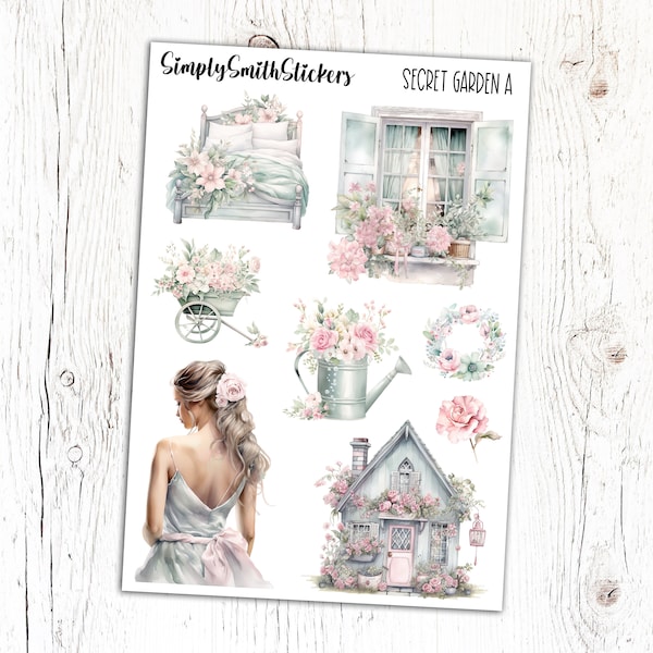 SECRET GARDEN A Clear Frosted Matte Stickers | Deco Stickers | Planner Stickers