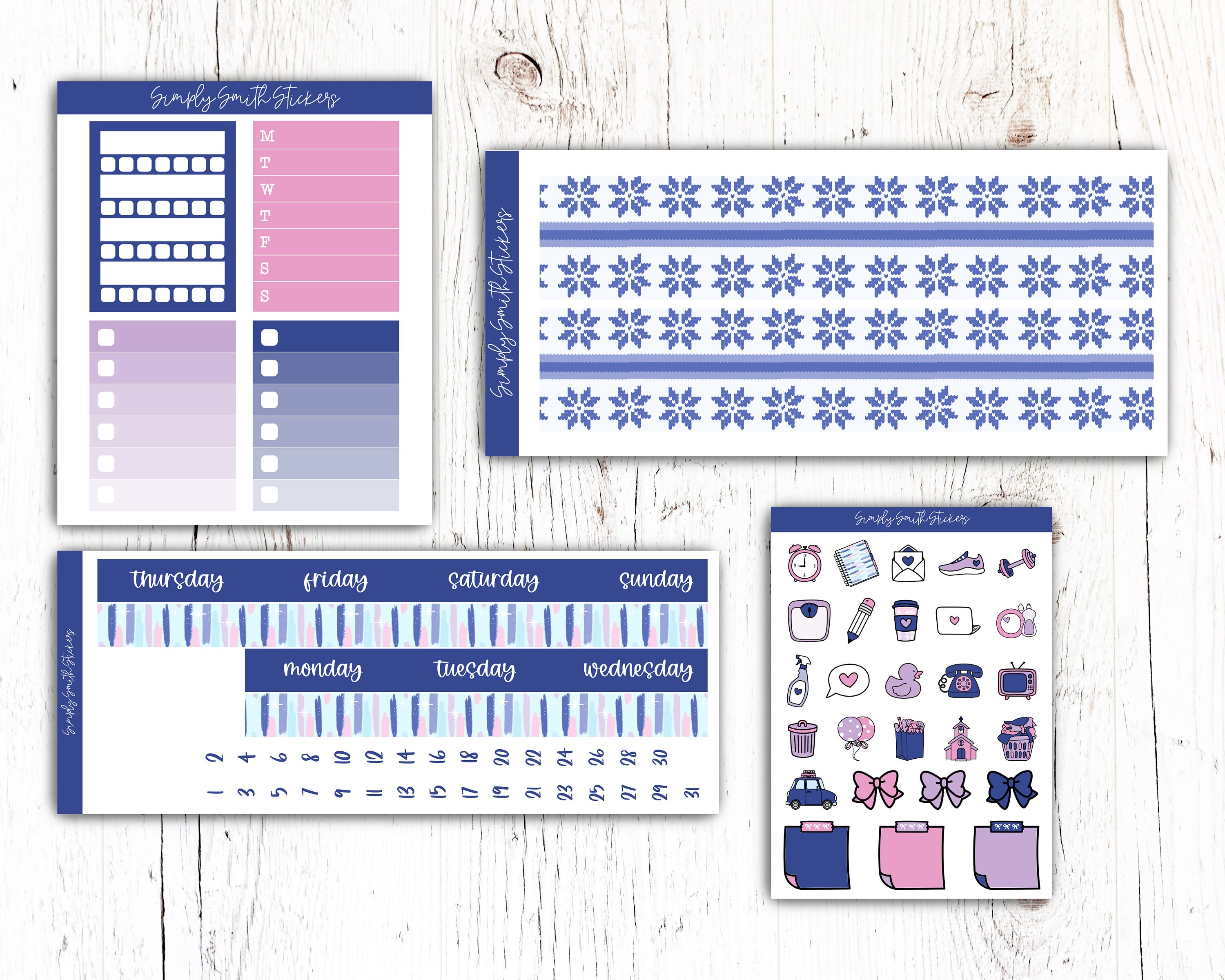 SNOW DAY | Vertical Weekly Planner Sticker Kit | Planner Stickers ...