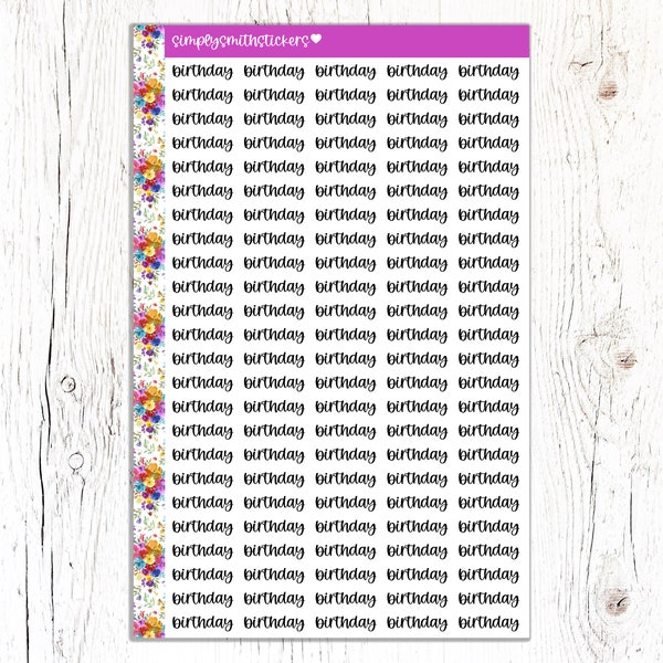 BIRTHDAY Script Stickers - EC Planner | Planner Stickers | Celebration Stickers | Reminder Planner Stickers