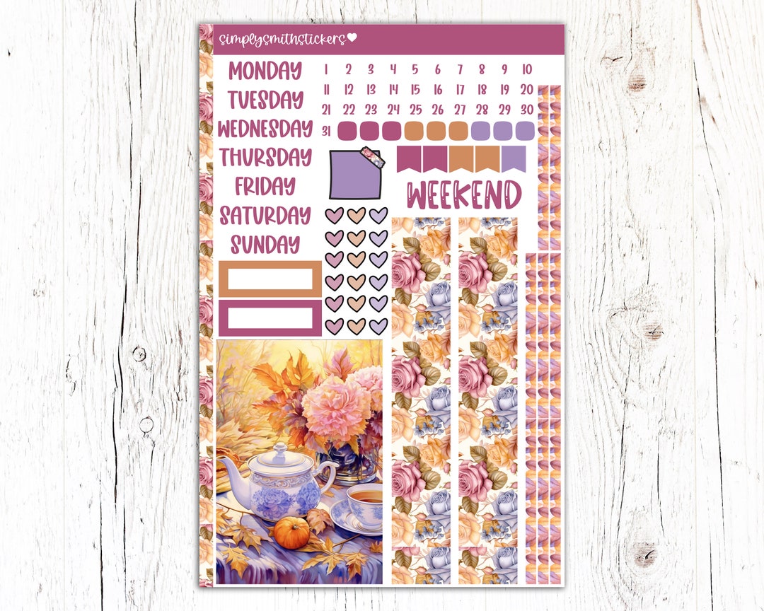 A5 Compact Vertical Mini Kit | AUTUMN TEA | Planner Sticker Kit - Etsy