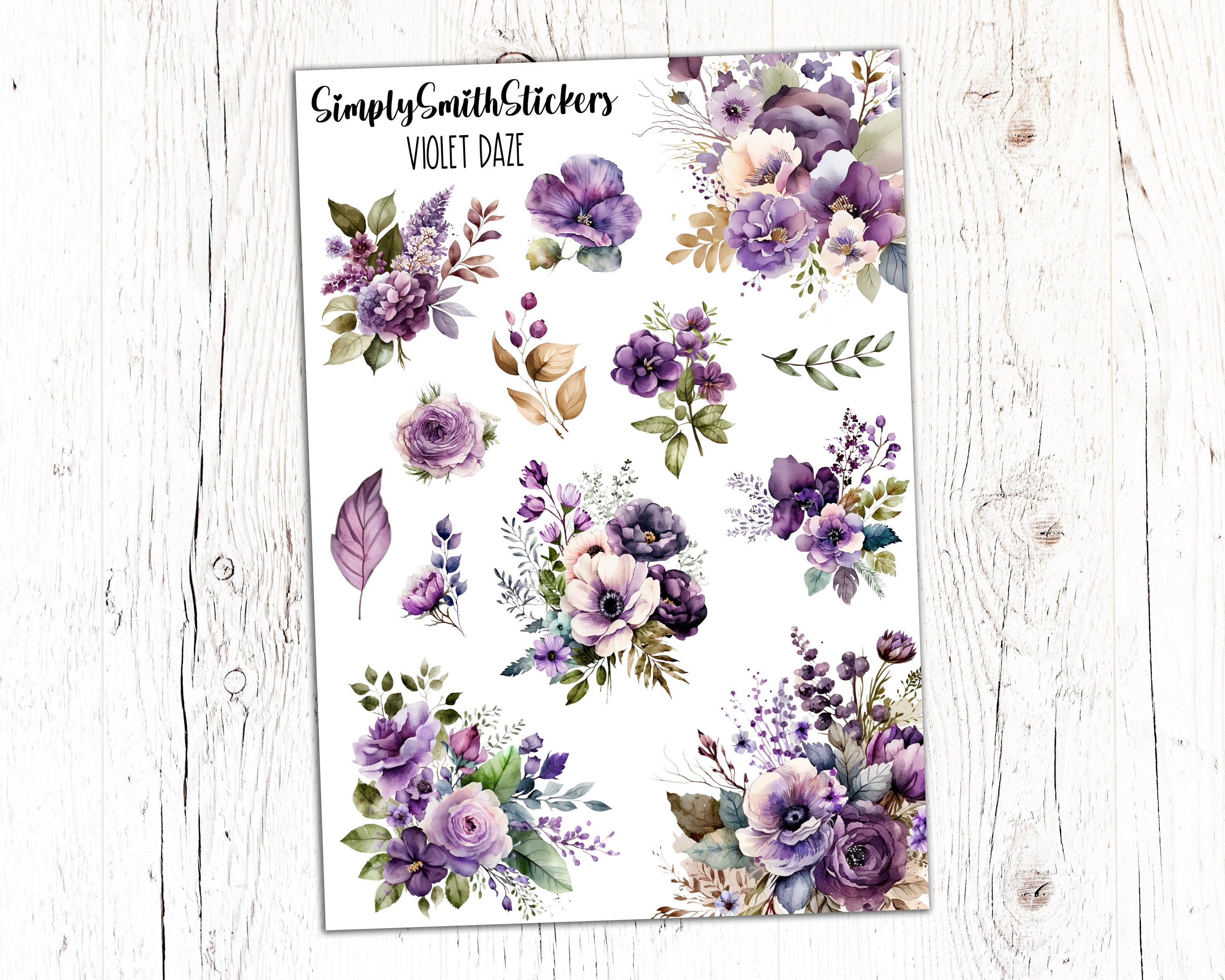 Violet Ex Sticker Violet Floral Clear Matte Stickers | Deco Planner Stickers - Etsy