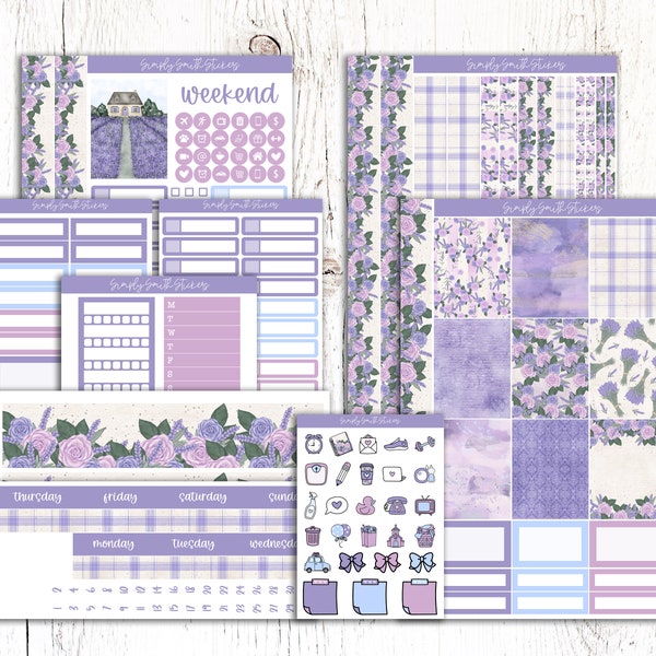 LAVENDER DREAMS | Vertical Weekly Planner Sticker Kit | Planner Stickers