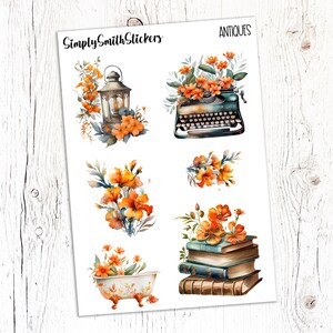 ANTIQUES Clear Frosted Matte Stickers | Deco Stickers | Planner Stickers
