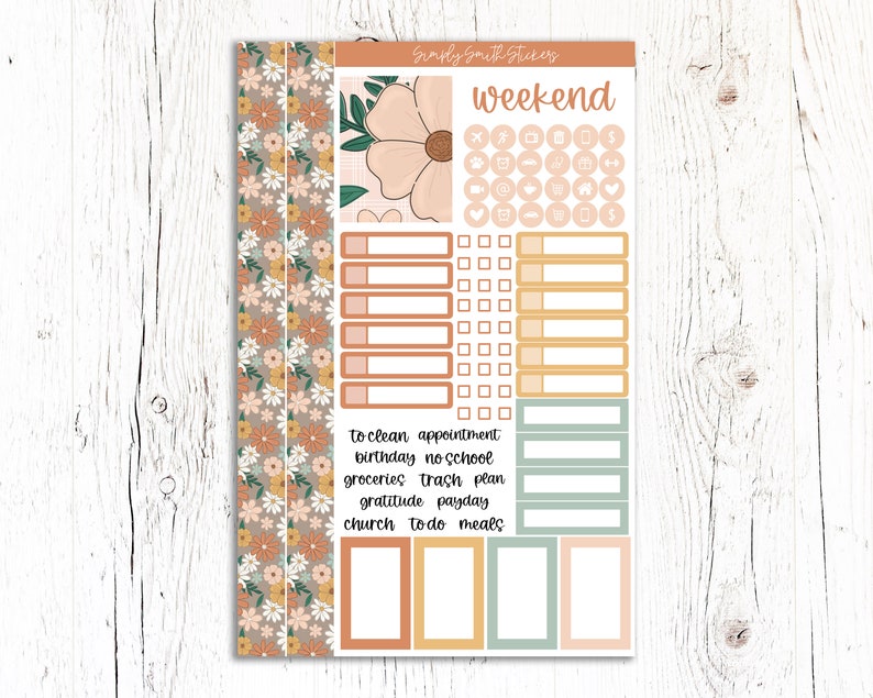 Vintage Garden Vertical Weekly Planner Sticker Kit - Etsy