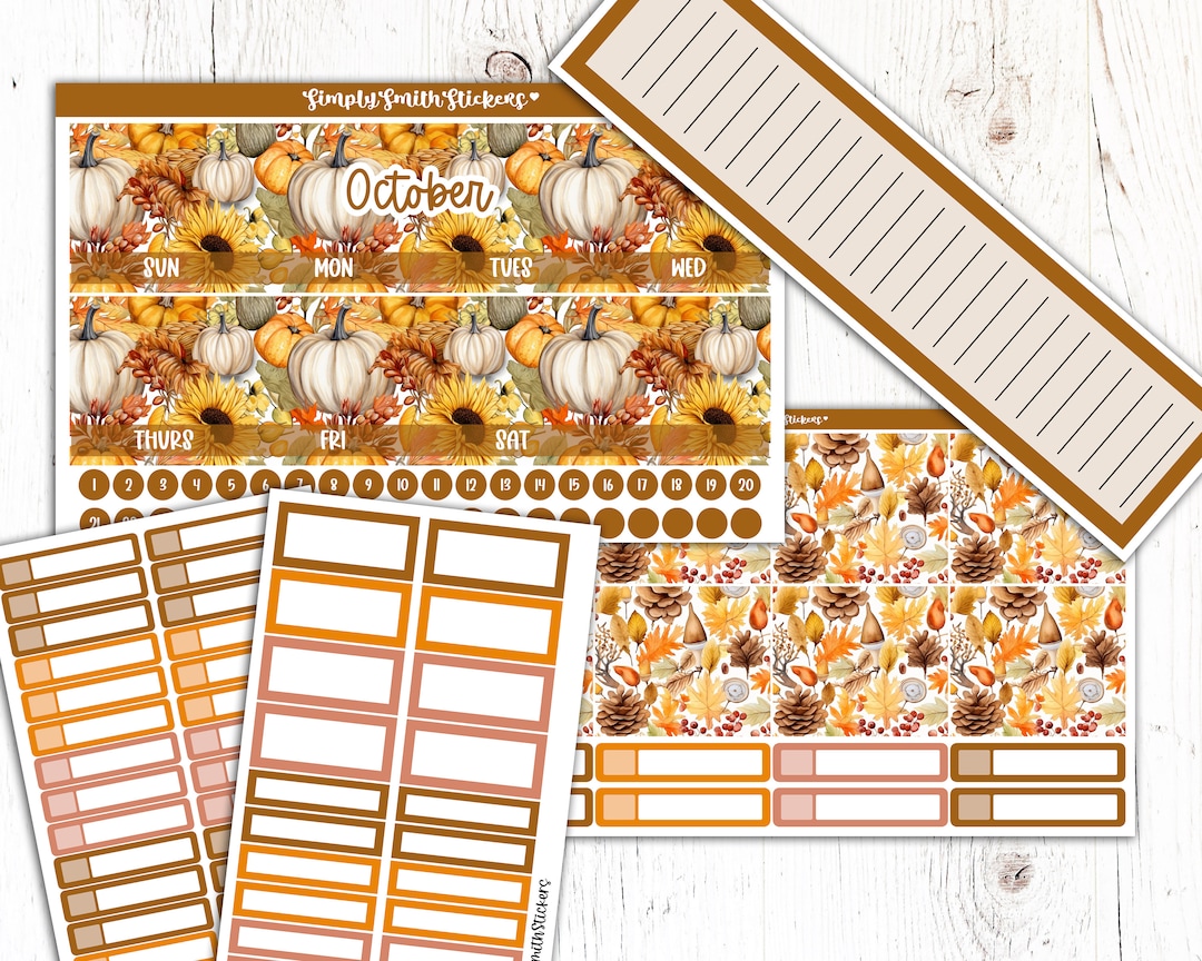 OCTOBER Monthly Sticker Kit | 7x9 | CUSTOMIZABLE Stickers | Planner ...