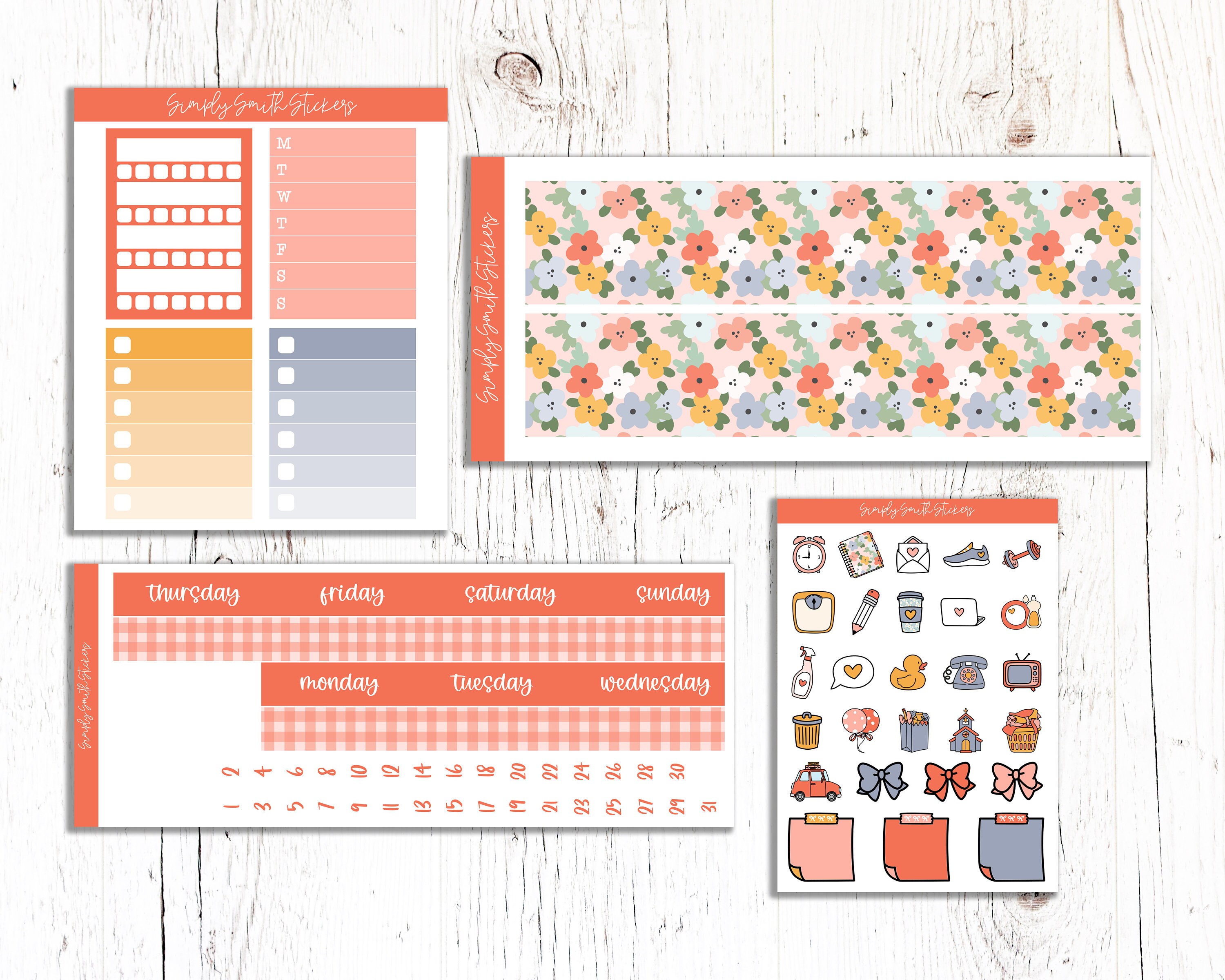 Bloom Vertical Weekly Planner Sticker Kit | EC 7x9 Planners - Etsy