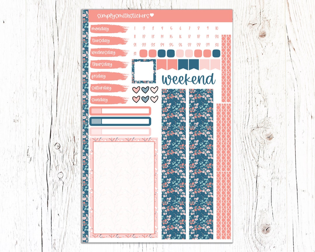 A5 Compact Vertical Planner Sticker Kit | Light Hearted Floral - Etsy