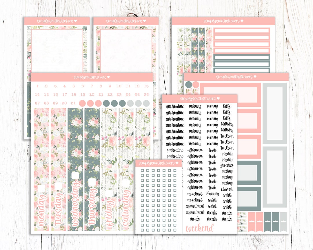 SOPHISTICATED ROSE Daily DUO Kit | 7x9 Planner Stickers | Daily Duo ...