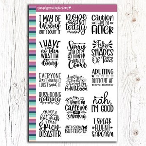 CITATIONS SASSY - EC Planner | Stickers pour agenda | Stickers fonctionnels | Stickers citation | Stickers scripts