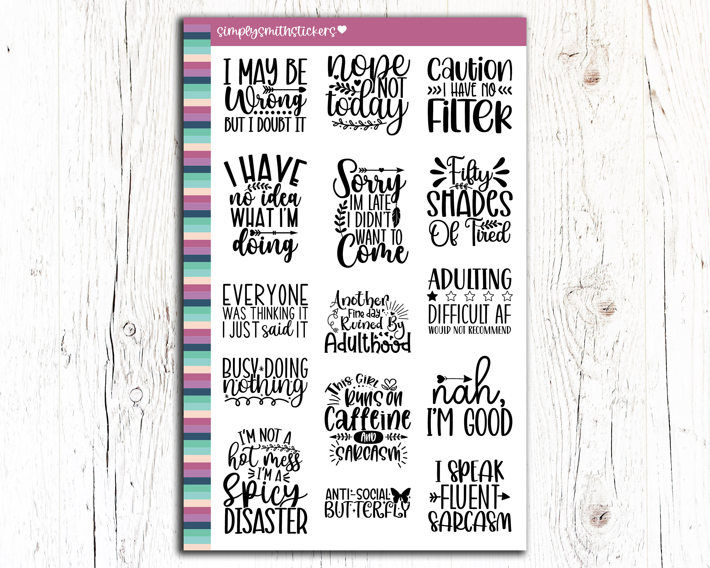 SASSY QUOTES - EC Planner | Planner Stickers | Functional Stickers | Quote Stickers | Script Stickers