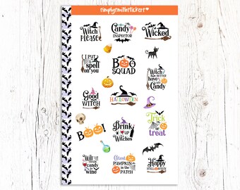 Halloween Quotes Planner Stickers – Trick or Treat, Witches (EC Planner)