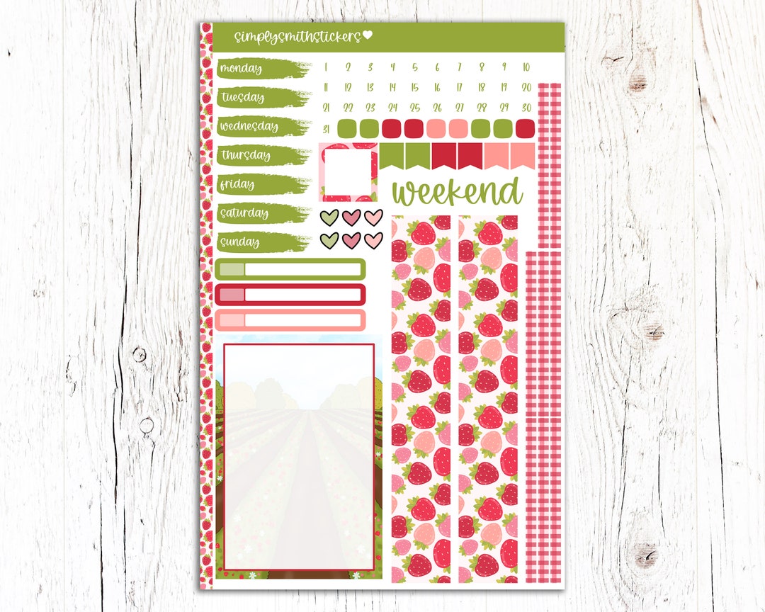 A5 Compact Vertical Mini Kit | STRAWBERRY FIELDS | Planner Sticker Kit ...