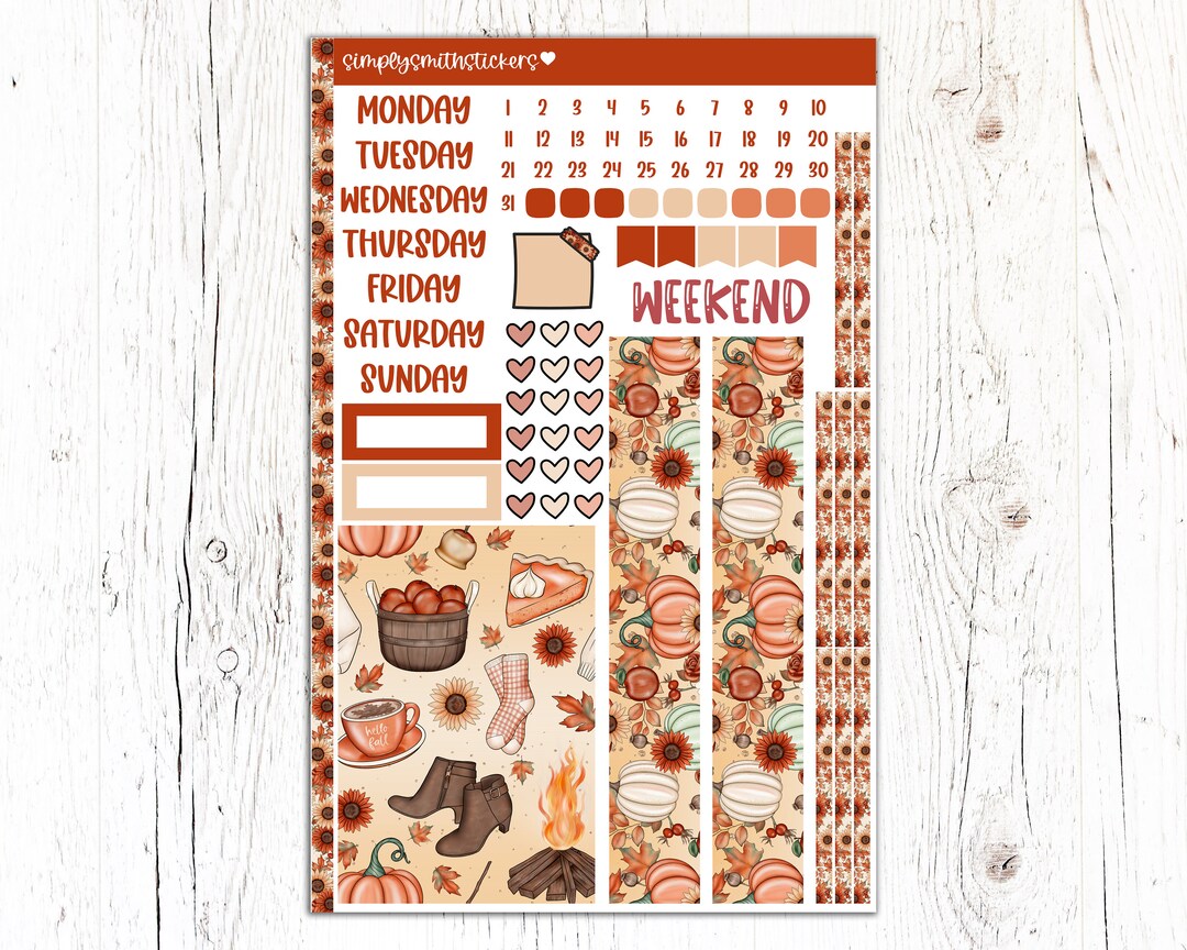 A5 Compact Vertical Mini Kit | HARVEST | Planner Sticker Kit - Etsy