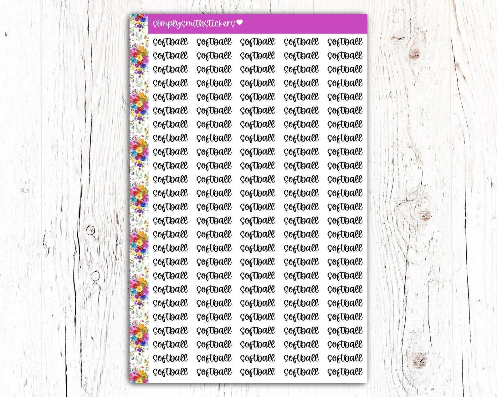 Softball Script SOFTBALL Script Stickers | Planner Stickers | Reminder Stickers ...