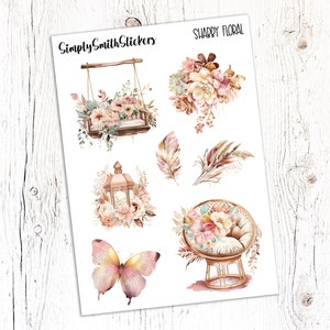 SHABBY FLORAL Clear Frosted Matte Stickers | Deco Stickers | Planner Stickers