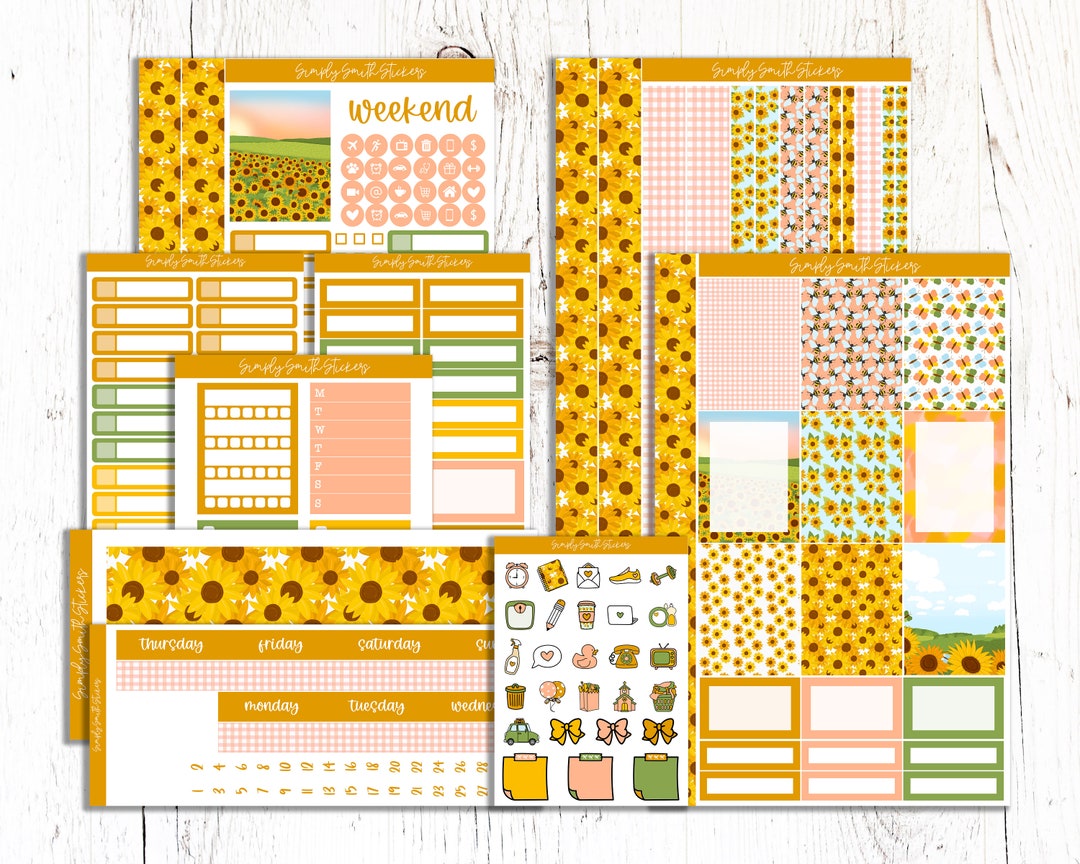 SUNSHINE | Vertical Weekly Planner Sticker Kit | Planner Stickers ...