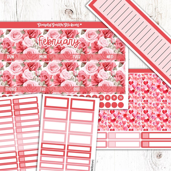 FEBRUARY Monthly Sticker Kit | 7x9 | CUSTOMIZABLE Stickers | Planner Stickers | Planner Accessories | Monthly Stickers