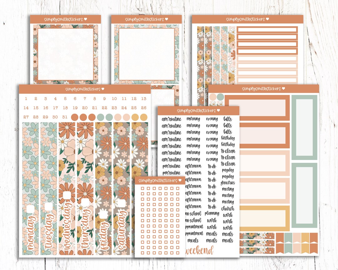 VINTAGE GARDEN Daily DUO Kit | 7x9 Planner Stickers | Daily Duo Sticker ...