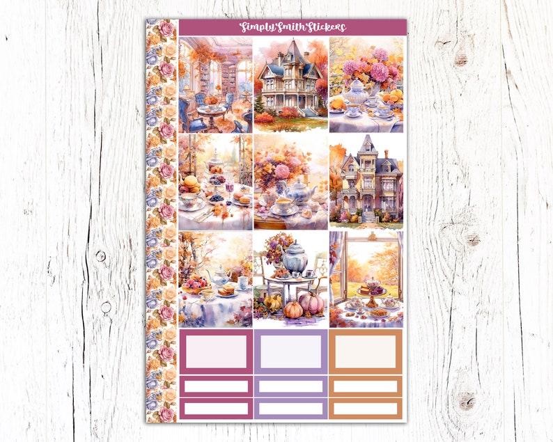 AUTUMN TEA | Vertical Weekly Planner Sticker Kit | Planner Stickers - Etsy