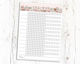 Floral Blank Tracker Stickers | 7x9 Planner Page