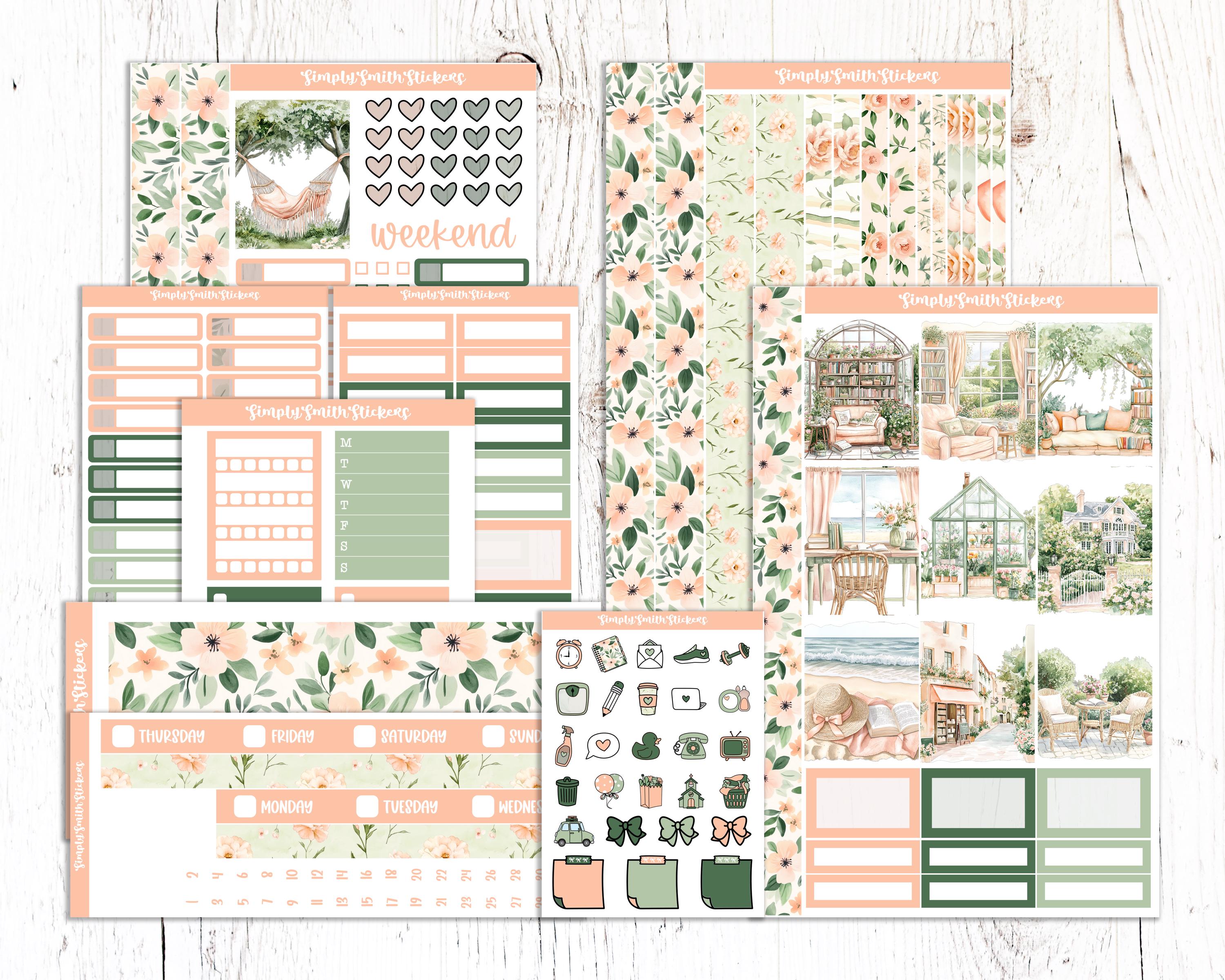 SOUTHERN PEACH | Vertical Weekly Planner Sticker Kit | Planner Stickers ...