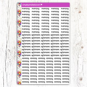MORNING AFTERNOON EVENING Script Stickers | Planner Stickers | Reminder Stickers | Routine Stickers | Daily Planner Stickers
