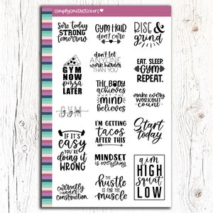 FITNESS QUOTES - EC Planner | Planner Stickers | Functional Stickers | Quote Stickers | Script Stickers