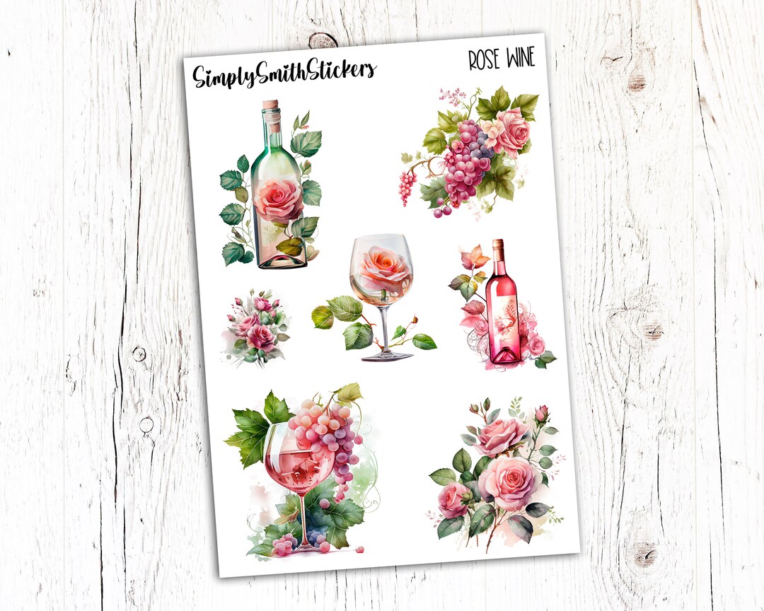 ROSE WINE Clear Frosted Matte Stickers | Deco Stickers | Planner ...