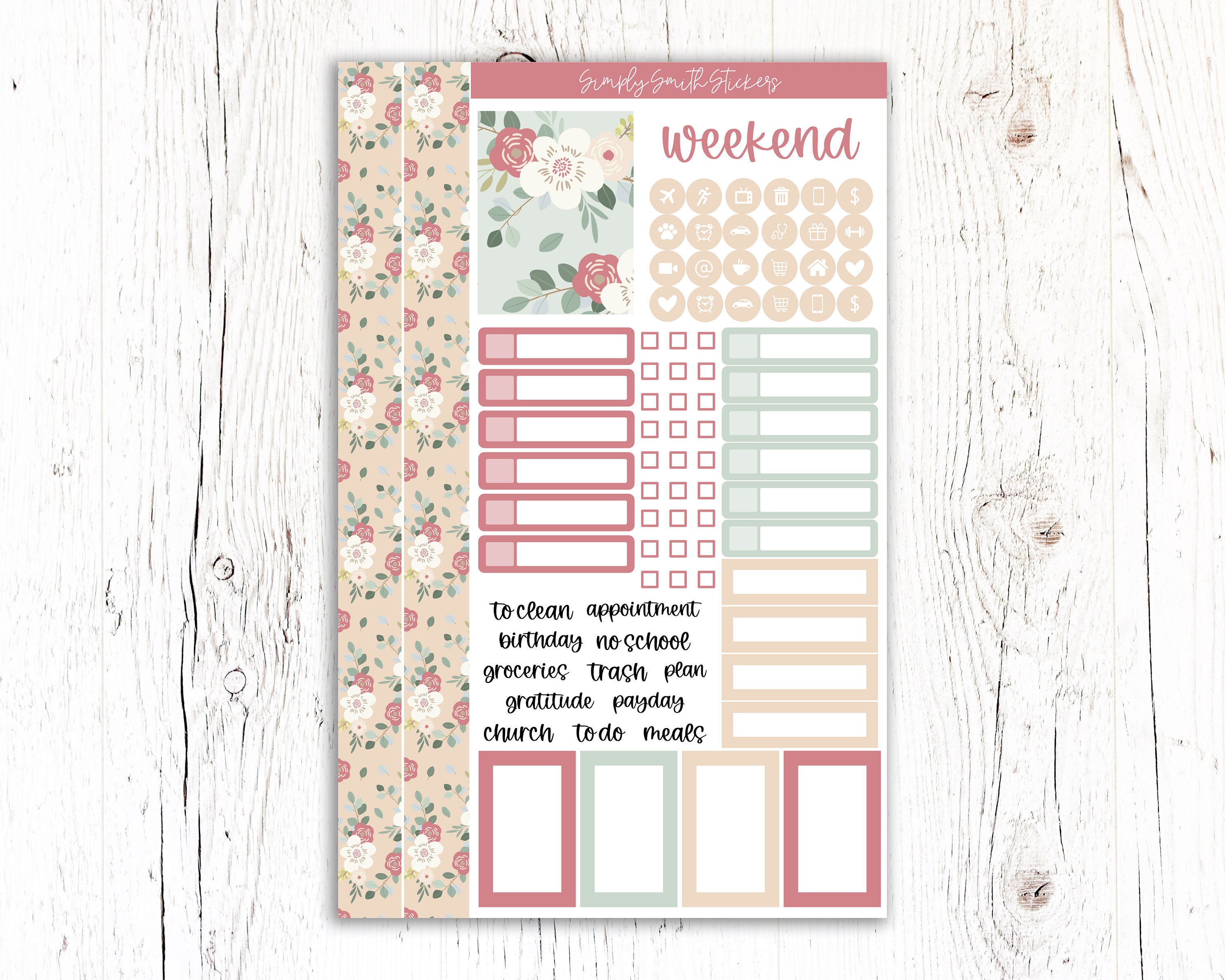 Victorian Garden Vertical Weekly Planner Sticker Kit - Etsy