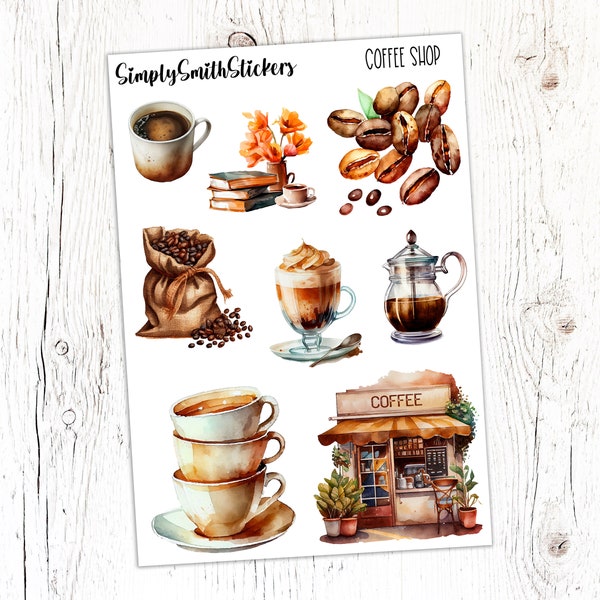 COFFEE SHOP Clear Frosted Matte Stickers | Deco Stickers | Planner Stickers