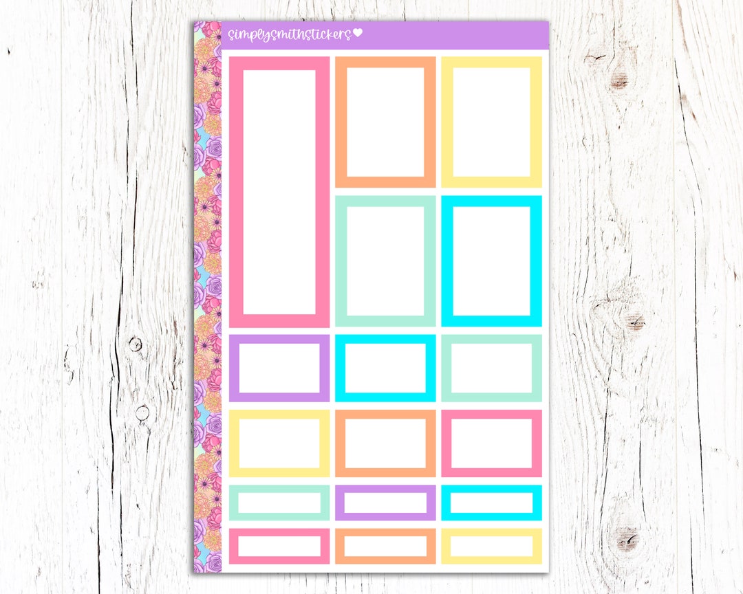 RAINBOW WEEK Colorful Boxes | Planner Stickers | Add On - Etsy