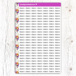 Autocollants de script de DANSE | Stickers pour agenda | Autocollants d'entraînement | Rappel d'autocollants pour agenda | Stickers scripts