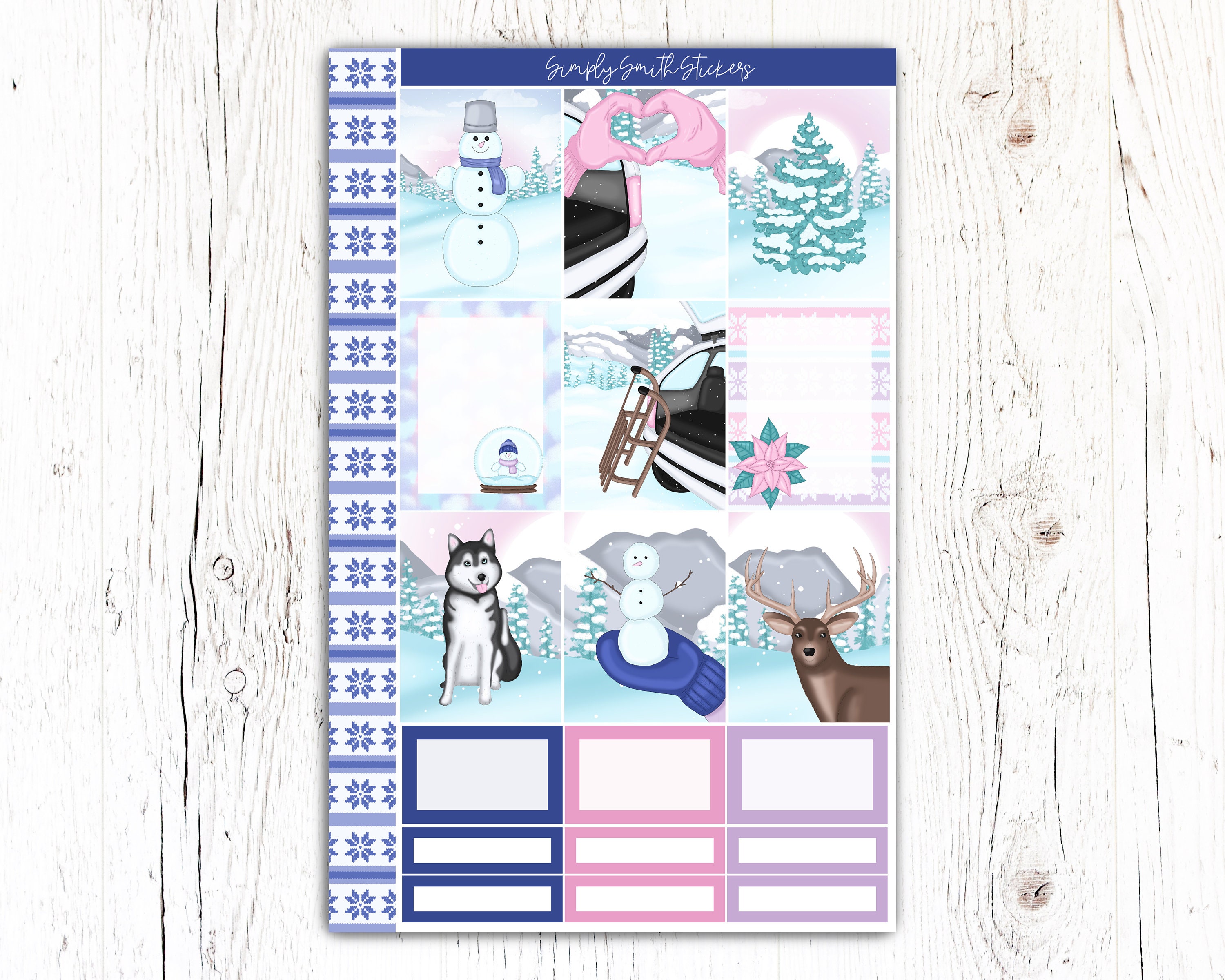 SNOW DAY | Vertical Weekly Planner Sticker Kit | Planner Stickers ...