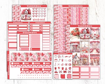 VALENTINE'S DAY | Vertical Weekly Planner Sticker Kit | Planner Stickers