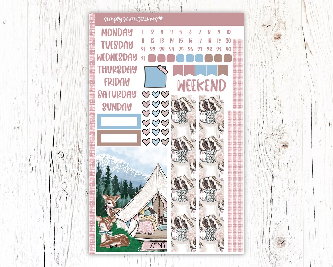A5 Compact Vertical Mini Kit | HAPPY CAMPER | Planner Sticker Kit - Etsy