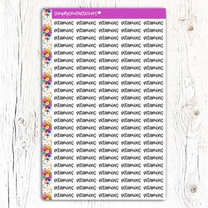 Autocollants VITAMINES | Stickers pour agenda | Stickers fonctionnels | Rappel d'autocollants pour agenda | Stickers scripts