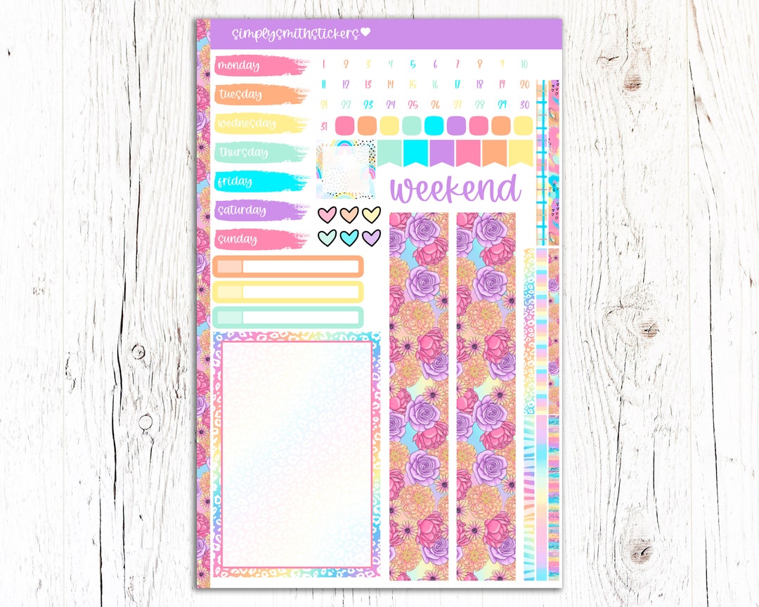 A5 Compact Vertical Mini Kit | RAINBOW WEEK | Planner Sticker Kit - Etsy