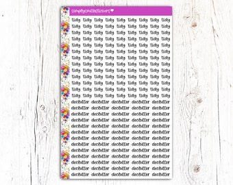 TIDY - DECLUTTER Script Stickers | Planner Stickers | Functional Stickers | Reminder Planner Stickers | Script Stickers