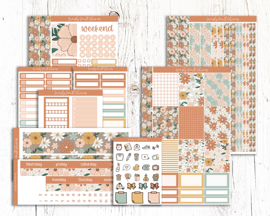 Vintage Garden Vertical Weekly Planner Sticker Kit - Etsy