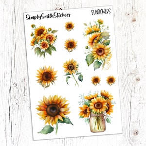 SUNFLOWERS Clear Frosted Matte Stickers | Deco Stickers | Planner Stickers