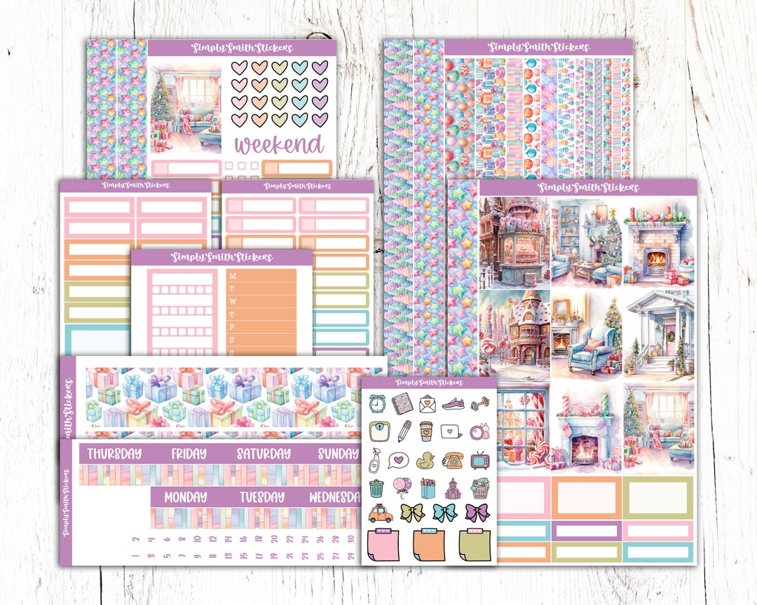 MERRY & BRIGHT | Vertical Weekly Planner Sticker Kit | Planner Stickers ...