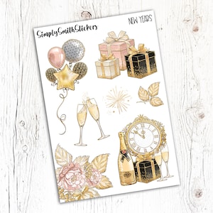 NEW YEARS Clear Frosted Matte Stickers | Deco Stickers | Planner Stickers