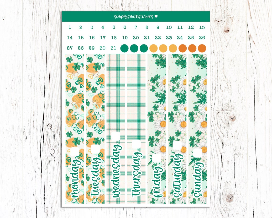 ST PATTY Daily DUO Kit | 7x9 Planner Stickers | Daily Planning Stickers ...