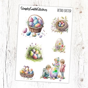 RETRO EASTER Clear Frosted Matte Stickers | Deco Stickers | Planner Stickers