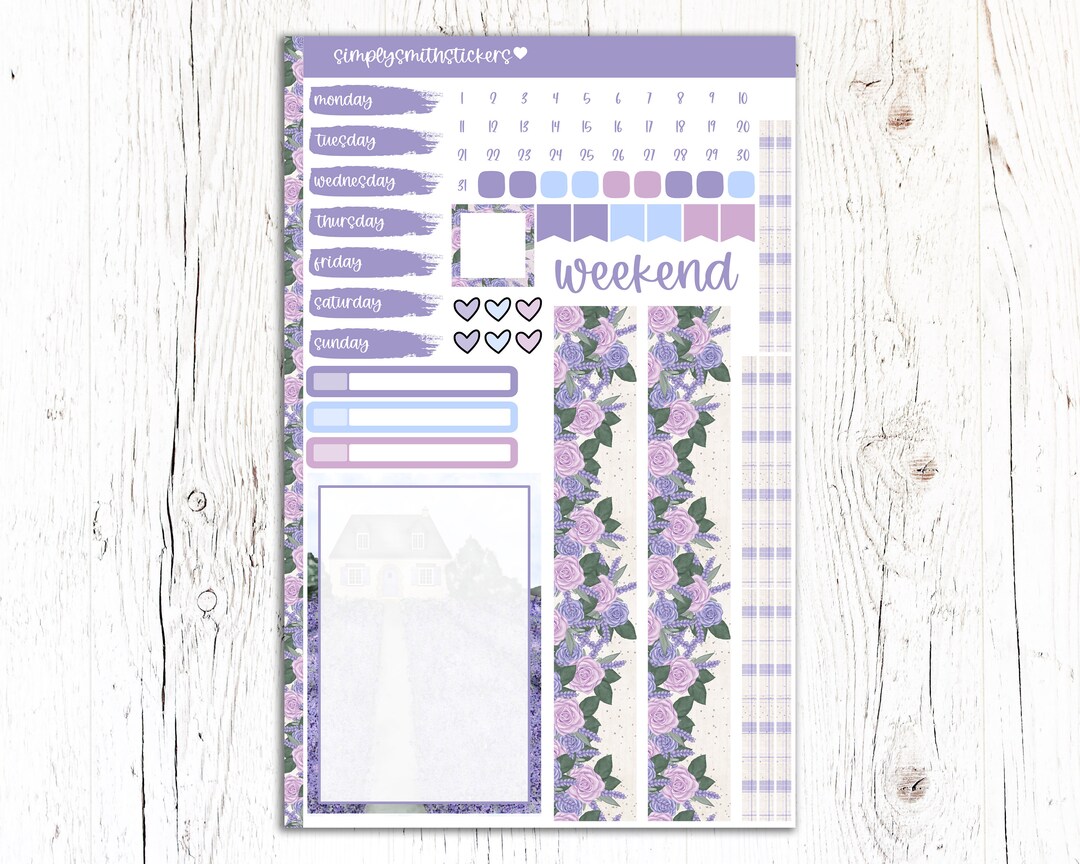A5 Compact Vertical Mini Kit | LAVENDER DREAMS | Planner Sticker Kit - Etsy