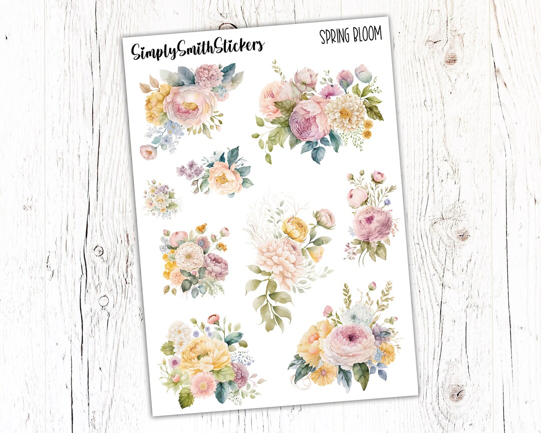 Spring Bloom Floral Stickers | Clear Matte Deco Stickers - Etsy