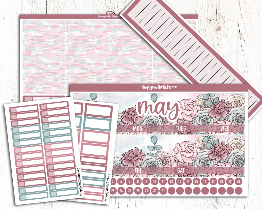 MAY Monthly Sticker Kit 7x9 CUSTOMIZABLE Stickers Planner Stickers ...