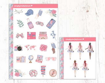 Vacay Time Planner Stickers | Travel Scrapbook Stickers